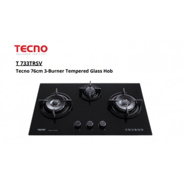 Tecno 76cm 3-Burner Tempered Glass Hob (T 733TRSV)